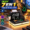 Estación de carga inalámbrica Acer 7 en 1 con carga rápida, luz nocturna LED, reloj con sincronización horaria por Bluetooth y visualización de temperatura, puertos USB-A y USB-C, y compatibilidad magnética MagSafe