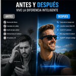 GLOSSI AI Gafas inteligentes con traducción por IA, 160 idiomas, ChatGPT, gafas con audio para hombres y mujeres, micrófono y altavoz, llamadas manos libres, lentes fotocromáticas, ideales para ciclismo, conducción, viajes y regalos