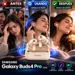 Galaxy Buds4 Pro (2026) Con cancelación de ruido externo, sonido envolvente, tecnología de ondas sonoras, bluetooth 6.0, compatible con android y apple. Control manual para subir y bajar volumen, sistema anticaídas adaptable a cualquier pabellón auditivo