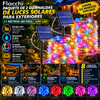 Flacchi - Paquete de 2 guirnaldas de luces solares para exteriores, 24 metros (80 pies) y 240 LED, resistentes al agua, con 8 modos de iluminación; ideales para decoración de jardines, fiestas y patios.
