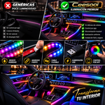 Luces LED inteligentes Ceesooi para el interior del coche: iluminación ambiental RGB alimentada por USB con control por aplicación y sincronización musical, modo personalizable (DIY), diseño 2 en 1 (110 cm + 110 cm), decoración multicolor.