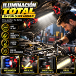 Lámpara de trabajo recargable COB, luz de inspección LED magnética USB-C con gancho y pinza, luz portátil giratoria de 360° para mecánica y reparaciones de automóviles, emergencias, y camping.