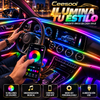 Luces LED inteligentes Ceesooi para el interior del coche: iluminación ambiental RGB alimentada por USB con control por aplicación y sincronización musical, modo personalizable (DIY), diseño 2 en 1 (110 cm + 110 cm), decoración multicolor.
