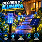 Luces solares de estaca para jardín con 20 LED y textura de burbujas: decoración festiva azul para exteriores, resistentes al agua (IPX4), 8 modos de iluminación, ecológicas, ideales para césped.