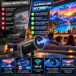 Proyector Magcubic HY300Pro (290 ANSI, Android 14, WiFi 6 de doble banda, decodificación 8K/4K, corrección trapezoidal automática, Bluetooth 5.4 inalámbrico, pantalla de 130", resolución 1280x720p