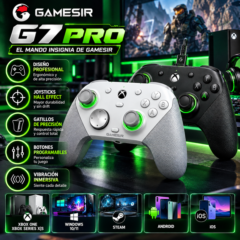 Mando insignia GameSir G7 Pro: con cable para Xbox, inalámbrico para PC y dispositivos móviles.