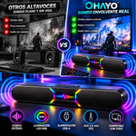 OHAYO Altavoces para computador, TV y ipad. Alimentación por USB-A, estéreo con cable y conector de audio AUX de 3,5 mm (modelo P2) — Para computadoras de escritorio y portátiles; para juegos y para ver películas y series [Versión 2026]