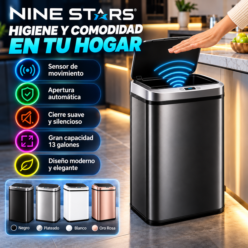 Bote de basura Nine Stars inteligente con sensor de movimiento