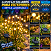 Luces LED solares para exteriores estilo luciérnaga: paquete de 4 u 8 lámparas decorativas impermeables tipo estaca para jardín, con encendido automático, 32 o 64 LED, crear una decoración original, ambientar e iluminar senderos.
