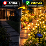 Luces LED solares para exteriores estilo luciérnaga: paquete de 4 u 8 lámparas decorativas impermeables tipo estaca para jardín, con encendido automático, 32 o 64 LED, crear una decoración original, ambientar e iluminar senderos.