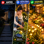 Luces LED solares para exteriores estilo luciérnaga: paquete de 4 u 8 lámparas decorativas impermeables tipo estaca para jardín, con encendido automático, 32 o 64 LED, crear una decoración original, ambientar e iluminar senderos.