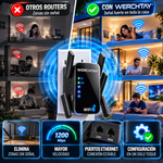 Amplificador de señal y extensor WiFi de doble banda WERCHTAY con puertos Ethernet; repetidor WiFi de largo alcance para el hogar: configuración sencilla «Plug-and-Play» con un solo toque, compatible con Smart TV y videojuegos.