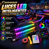 Luces LED inteligentes Ceesooi para el interior del coche: iluminación ambiental RGB alimentada por USB con control por aplicación y sincronización musical, modo personalizable (DIY), diseño 2 en 1 (110 cm + 110 cm), decoración multicolor.