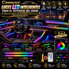 Luces LED inteligentes Ceesooi para el interior del coche: iluminación ambiental RGB alimentada por USB con control por aplicación y sincronización musical, modo personalizable (DIY), diseño 2 en 1 (110 cm + 110 cm), decoración multicolor.