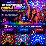 Luditek Luces de fiesta activadas por sonido con control remoto, iluminación de DJ, lámpara estroboscópica de bola de discoteca, 7 modos, luz de escenario para el hogar, habitación, bailes, fiestas