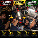 Lámpara de trabajo recargable COB, luz de inspección LED magnética USB-C con gancho y pinza, luz portátil giratoria de 360° para mecánica y reparaciones de automóviles, emergencias, y camping.