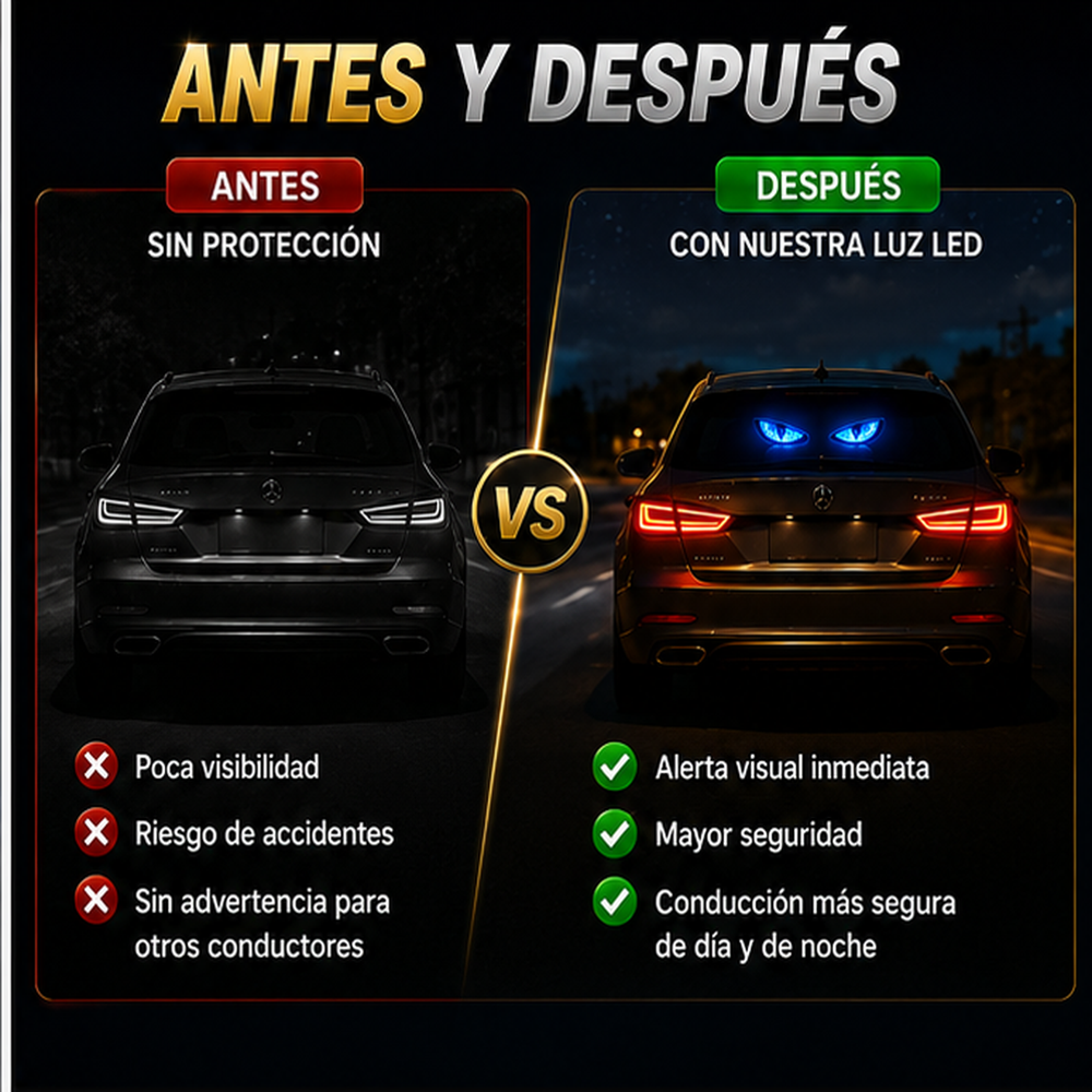 Luz premium de advertencia y de lujo LED para vehiculo Funciona con energía solar, resistente a la intemperie, activación automática al oscurecer: para mayor seguridad en la carretera.