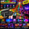 Luz láser LED: diseño cilíndrico (rojo y verde) para bares, salas de karaoke y espacios privados; incluye mando a distancia, Combina funciones de proyector con efecto océano, bola de discoteca, letrero de neón LED y luz ambiental multicolor.