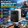 Mini router WiFi de bolsillo ECOVOX 2026: tecnología 4G LTE multioperador integrada, sin contratos ni tarjeta SIM, modalidad de pago por uso, diseño ultraligero (3,5 oz), conexión compartida para múltiples dispositivos, ideal para viajes.