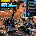 HOMTRATOR Auriculares deportivos inalámbricos Bluetooth: cancelación activa de ruido, diseño ergonómico para deporte, 45 horas de reproducción, graves HiFi de gran impacto, micrófono con cancelación de ruido ambiental, función de carga para smartphones.