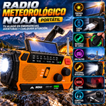 Radio meteorológico NOAA portátil: dispositivo de supervivencia alimentado por energía solar y USB (batería de 2000 mAh) con sintonización AM/FM y banda meteorológica (WB), manivela de carga manual, linterna integrada, alarma SOS y conector de 3,5 mm.