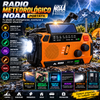 Radio meteorológico NOAA portátil: dispositivo de supervivencia alimentado por energía solar y USB (batería de 2000 mAh) con sintonización AM/FM y banda meteorológica (WB), manivela de carga manual, linterna integrada, alarma SOS y conector de 3,5 mm.