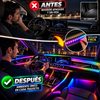 Luces LED inteligentes Ceesooi para el interior del coche: iluminación ambiental RGB alimentada por USB con control por aplicación y sincronización musical, modo personalizable (DIY), diseño 2 en 1 (110 cm + 110 cm), decoración multicolor.