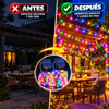 Flacchi - Paquete de 2 guirnaldas de luces solares para exteriores, 24 metros (80 pies) y 240 LED, resistentes al agua, con 8 modos de iluminación; ideales para decoración de jardines, fiestas y patios.