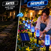 Luces solares de estaca para jardín con 20 LED y textura de burbujas: decoración festiva azul para exteriores, resistentes al agua (IPX4), 8 modos de iluminación, ecológicas, ideales para césped.