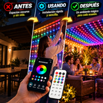 ECHOSARI Red de luces LED inteligentes para exteriores (600 LED, 4x10 pies), con aplicación y control remoto, sincronización con música, resistencia al agua IP65 y modos de color personalizables; ideal para patios, jardines, vallas y decoración de fiestas