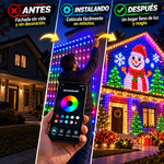 ECHOSARI Red de luces LED inteligentes para exteriores (600 LED, 4x10 pies), con aplicación y control remoto, sincronización con música, resistencia al agua IP65 y modos de color personalizables; ideal para patios, jardines, vallas y decoración de fiestas