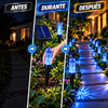 Luces solares de estaca para jardín con 20 LED y textura de burbujas: decoración festiva azul para exteriores, resistentes al agua (IPX4), 8 modos de iluminación, ecológicas, ideales para césped.